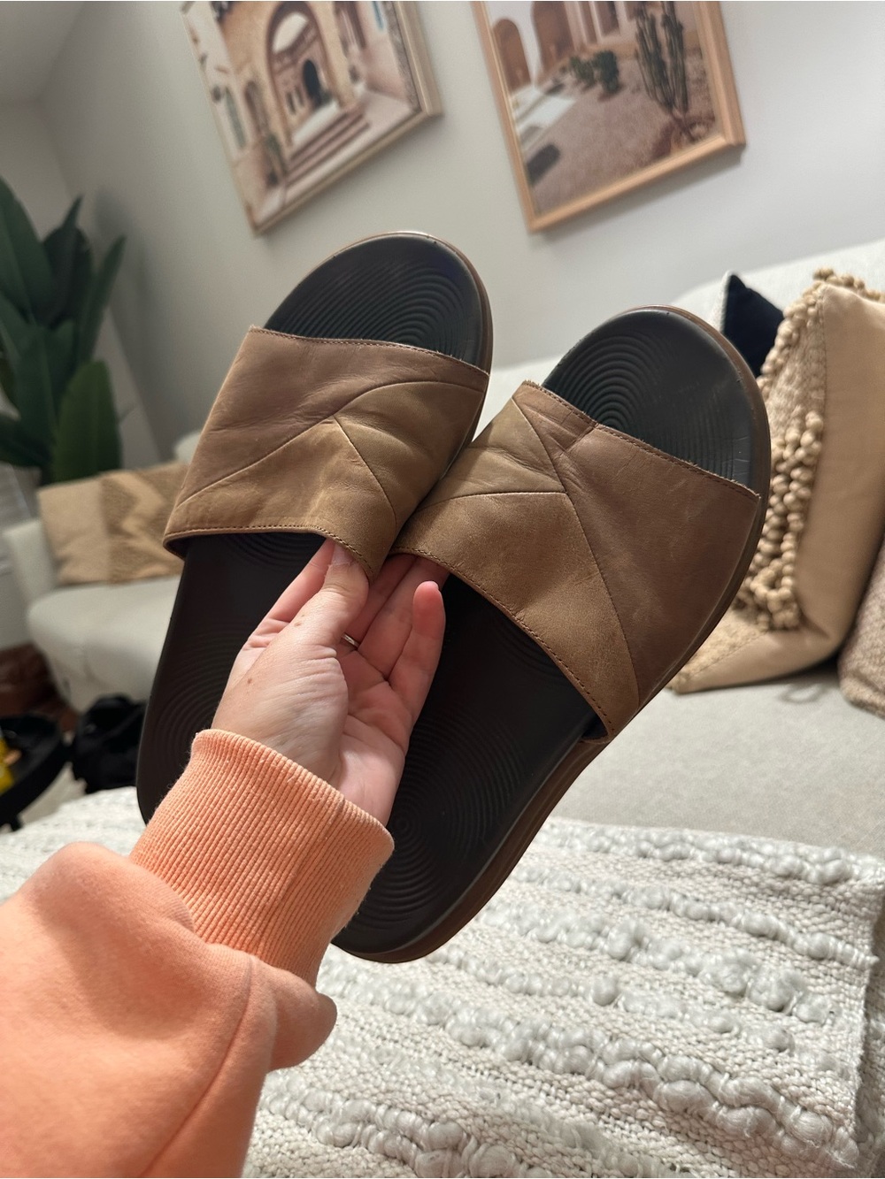Sperry Brown Leather Slide Sandals